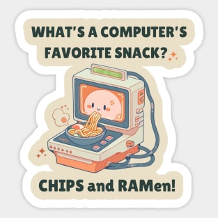 Funny Tech Programmer Shirt | Computer Puns Tee | RAMen Lover Pun | Cute Geek Gifts | Coder Apparel | Techy Food Joke | IT Cotton Shirt Sticker